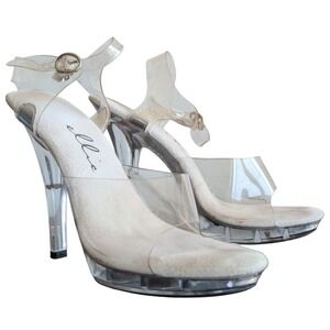 Ellie Shoes Women's 6 Clear Y2K High Heel with Ankle Strap